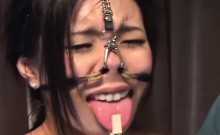 Extreme Japanese BDSM with nose hooks and clamps Subtitled