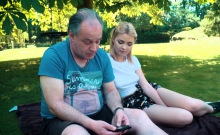 Petite teen fucked hard by grandpa on a picnic outdoors