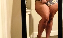 Fat brunette latina bbw rubs her big pussy
