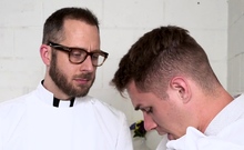 Twink agrees to fuck with the old priest for redemption
