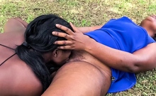 African pussy eating lesbians outdoors