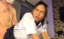 Cute Asian Ladyboy Sucked Big Hard Cock