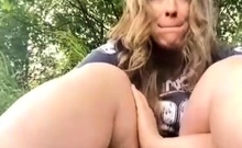 Blonde Woman Fingering Her Pussy Outdoors 842568104749203689